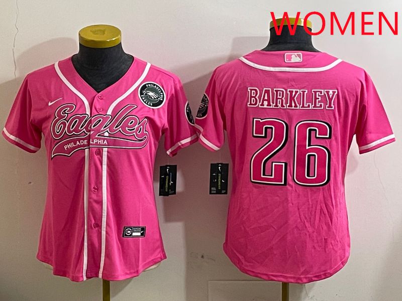 Women Philadelphia Eagles #26 Barkley Pink Jointly Name 2025 Nike Limited NFL Jersey style 1->women nfl jersey->Women Jersey